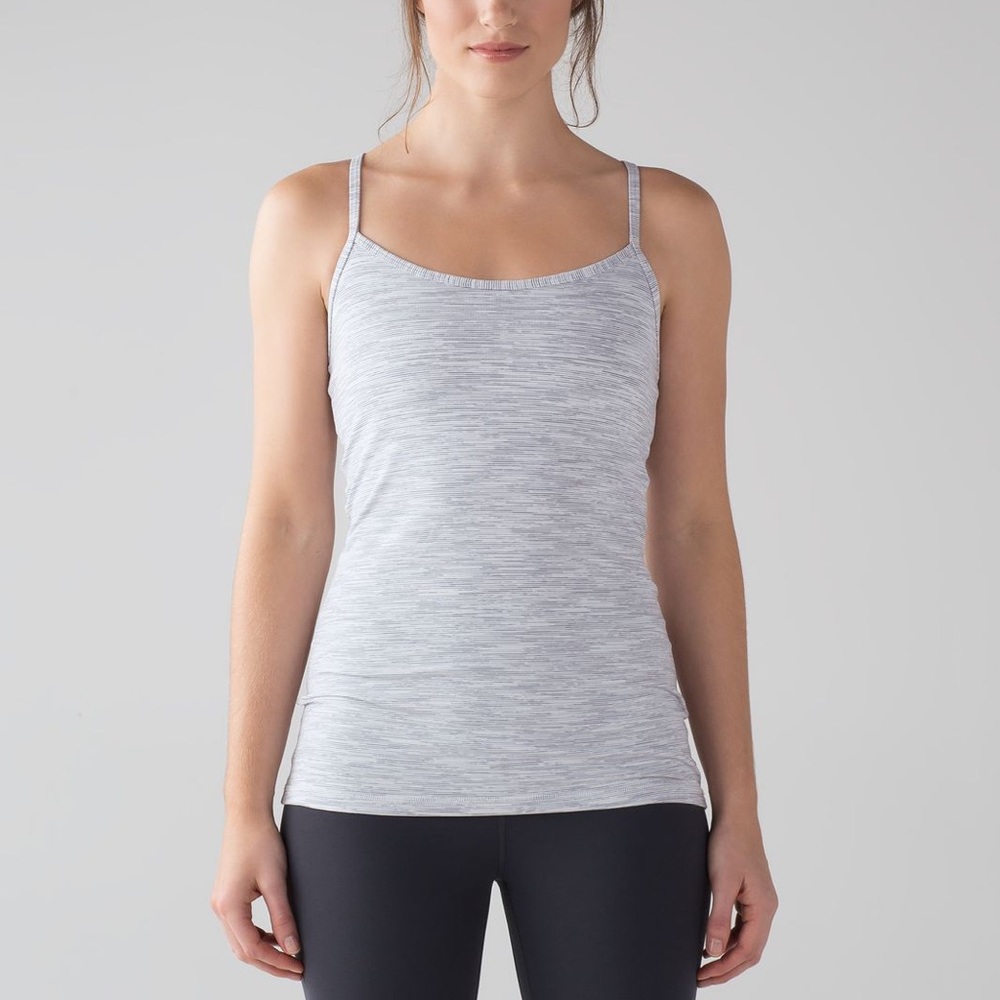 Lululemon Heathered White Power Y Tank